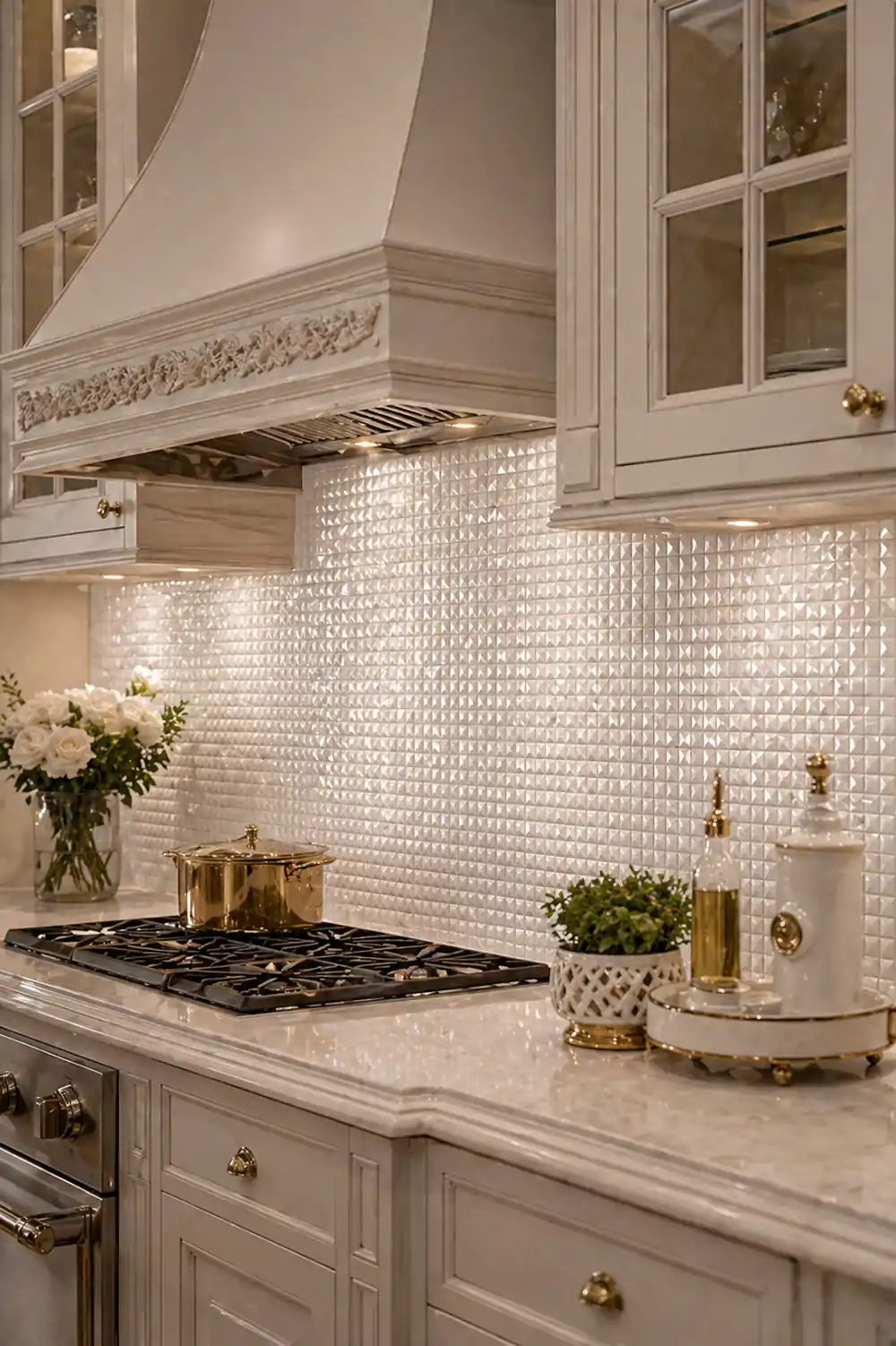 Marble Diamond Cut Mosaics Tiles White Green Feature Wall Splashback Square 178 1 S Interiordesign  1